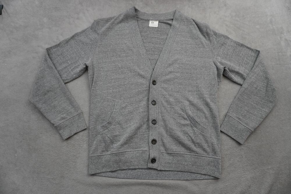 AG Cardigan Sweater Mens Large Gray V Neck Button Front Jersey Knit Pockets